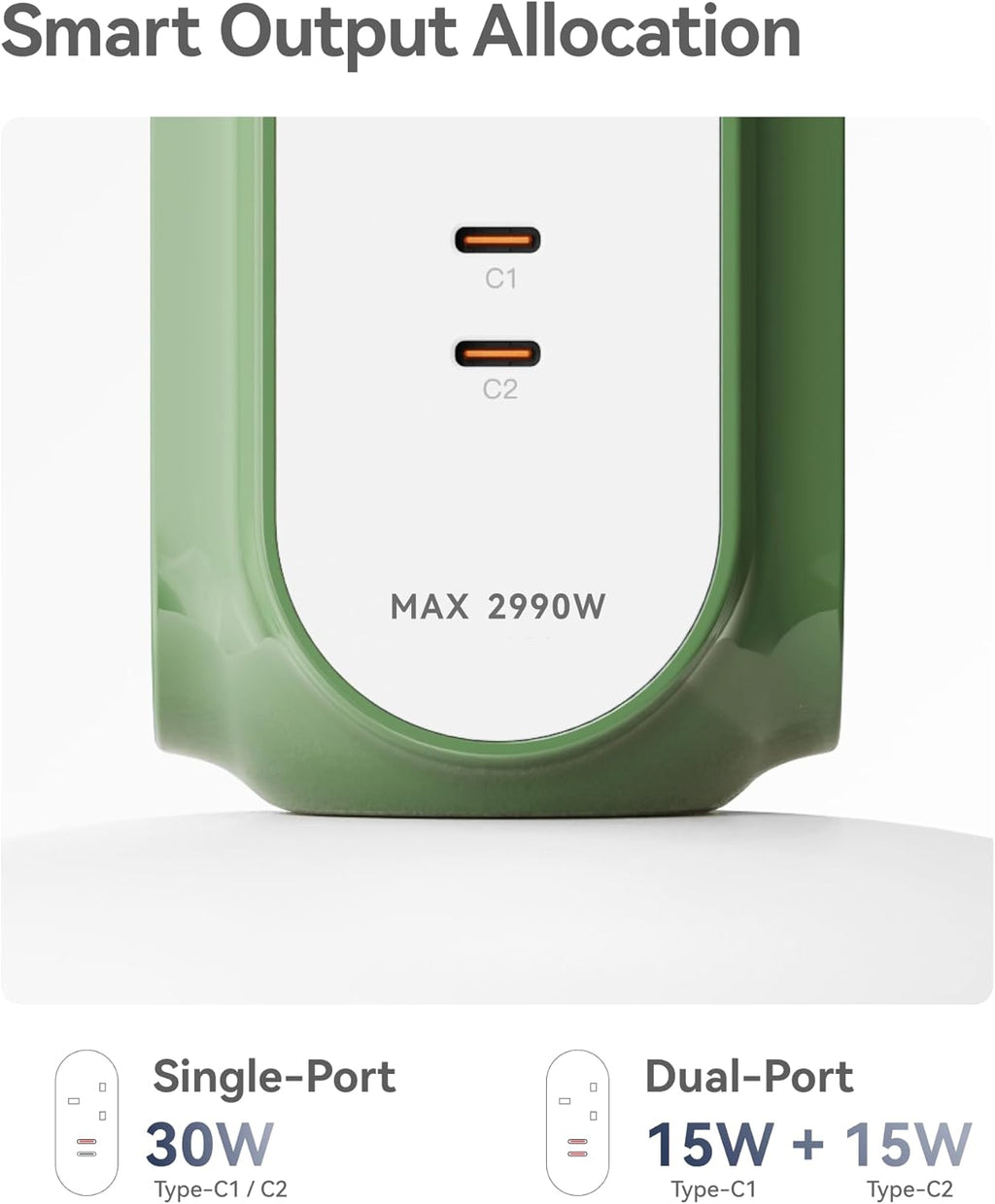 Tower Extension Lead with USB Slots (2 USB-C 30W PD/PPS), 3 Gang 2990W 13A Plug Extension Socket, 1420J Surge Protected, Switched, 2M Extension Cable, Flame Retardant V0 Housing