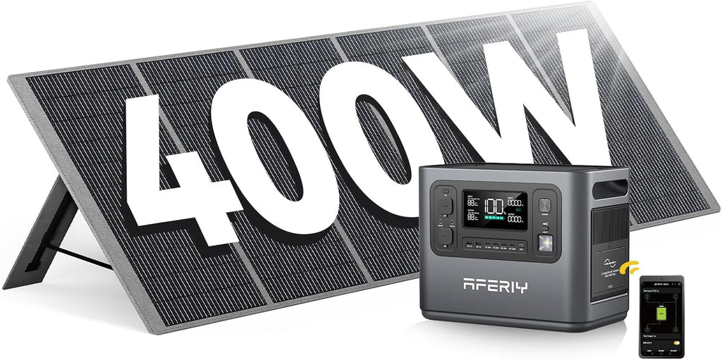 Portable Power Station 2400W with 400W Solar Panel, 2048Wh Portable Power Station Lifepo4 230V AC Outlets, UPS, Solar Generator, Electric Generator for Rv/Camping/Home