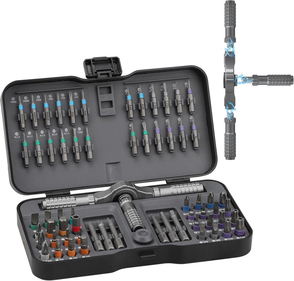 Ratchet Screwdriver Set, 66 in 1 Magnetic Screwdriver Sets,Magnetic Screwdriver Sets,Ratchet Allen Key Set,Suitable for Furniture Assembly, Precision Electrical Appliance Repair