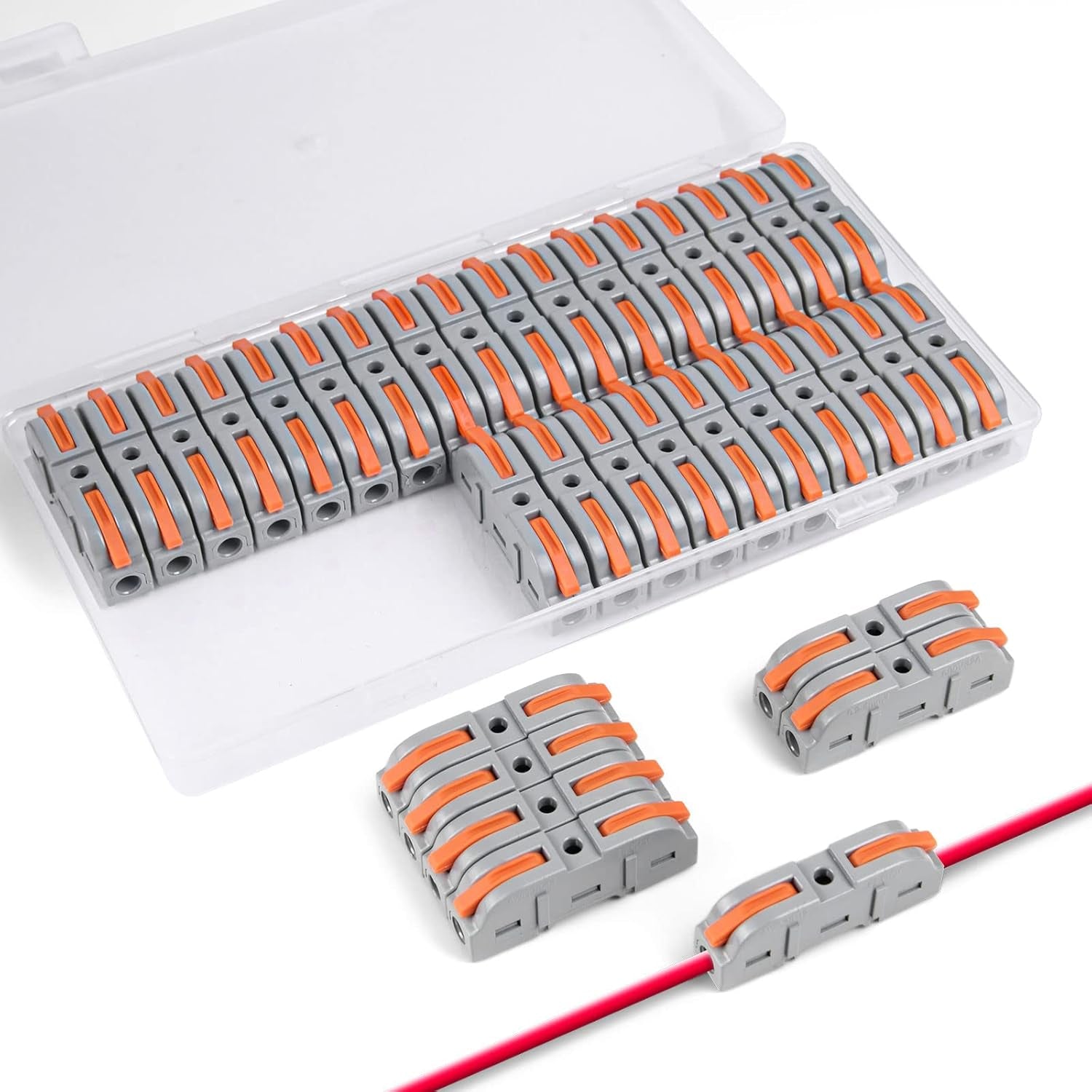 34 Pieces Electrical Connectors with Pole, 1 Wire 2 Inputs, Domino for Freely Combinable Cables, PA/PC Flame Retardant