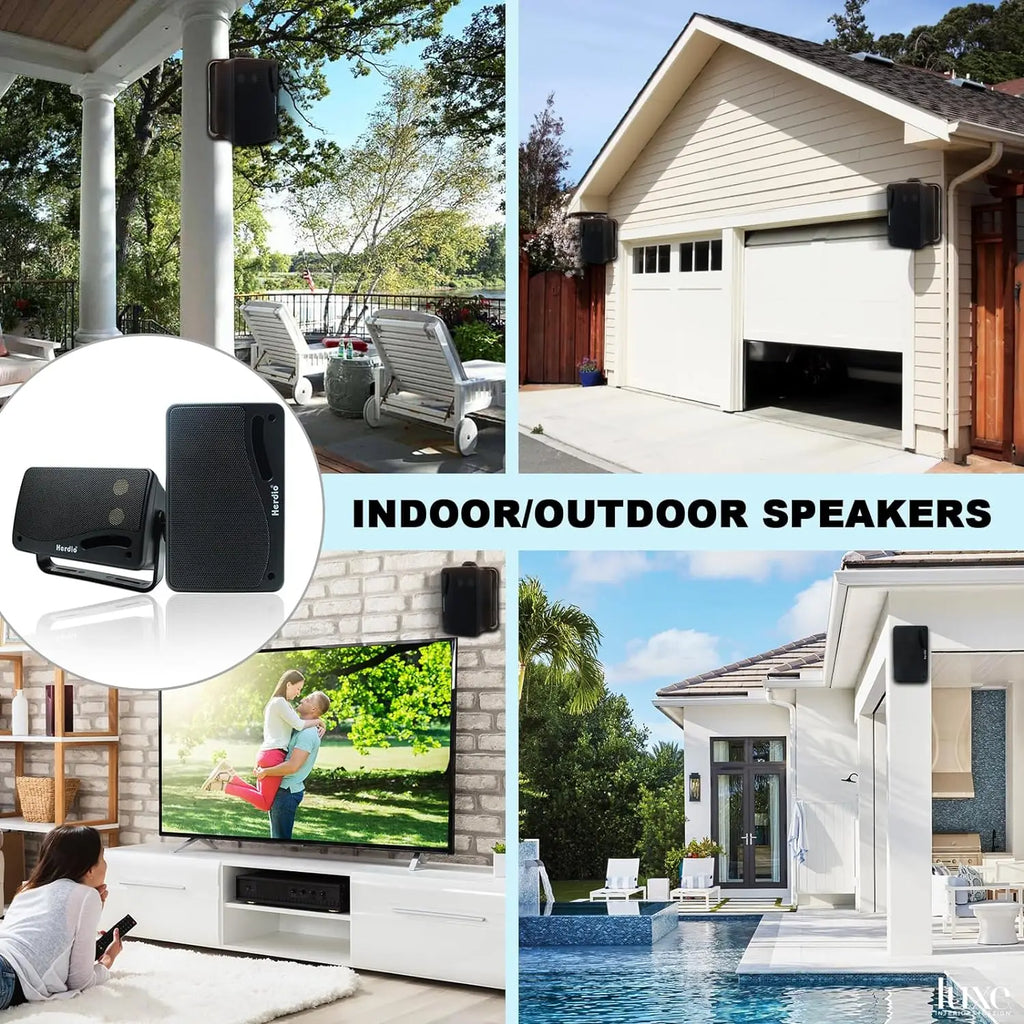 3.5'' Passive Outdoor Speakers Wired Waterproof 200W 3 Way Premium Mountable Wall Mount Speakers for Patio Marine Boat