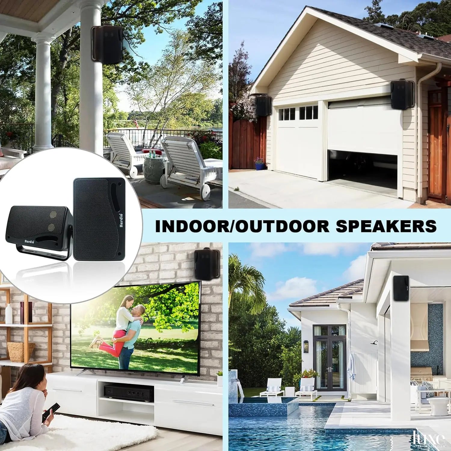 3.5'' Passive Outdoor Speakers Wired Waterproof 200W 3 Way Premium Mountable Wall Mount Speakers for Patio Marine Boat