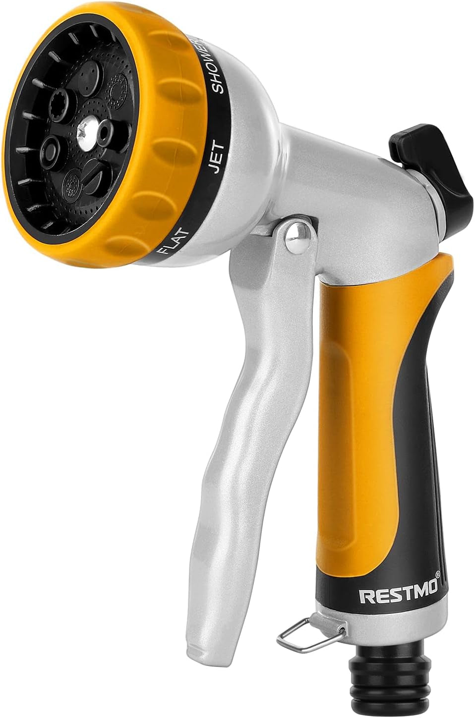 Hose Pipe Spray Gun, Heavy Duty Garden Hose Spray Gun, High Pressure Hose Nozzle, Metal Hand Sprayer with 7 Patterns and Water Flow Control, Ideal to Water Plant & Lawn, Wash Car & Pet, Yellow
