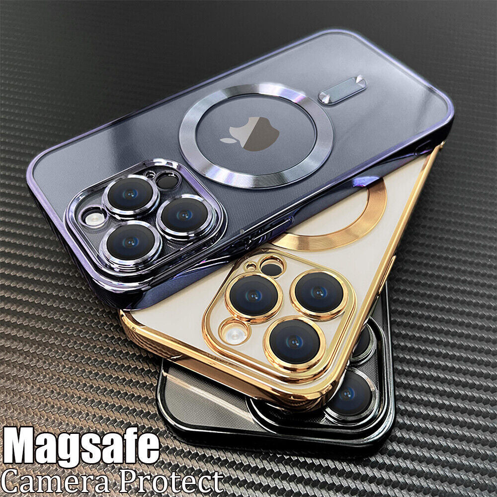 Magsafe with Lens Glass Case for Iphone 17 Pro Max 16Pro 17E 15 14 13 12 SE 2022