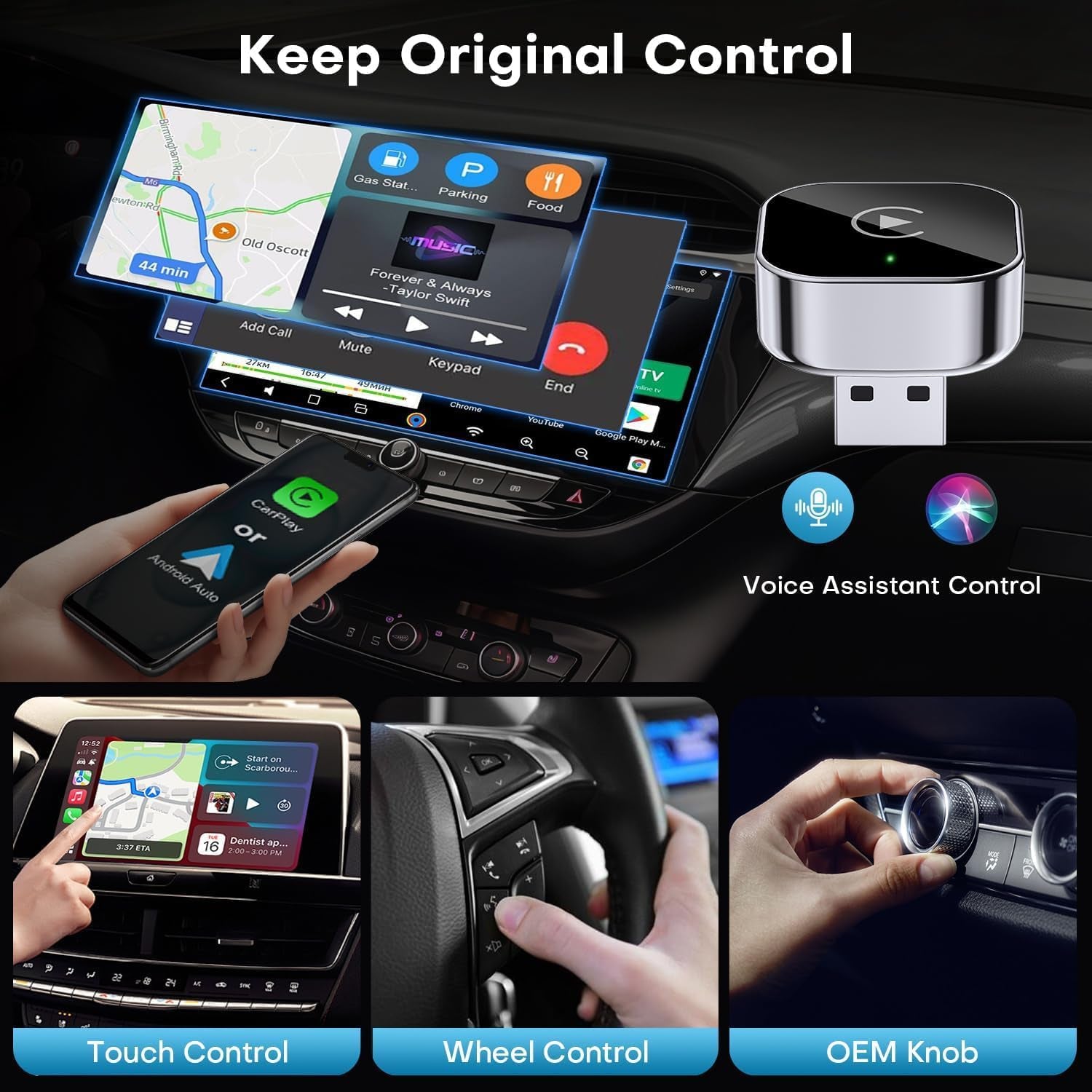 2025 Upgraded Wireless Carplay Adapter,Effortlessly Convert Wired to Wireless Carplay,Suitable for Cars with Carplay,Compatible with Iphone Ios 10+ & Android Auto,Mini&Stable Car Play Wireless Adapter