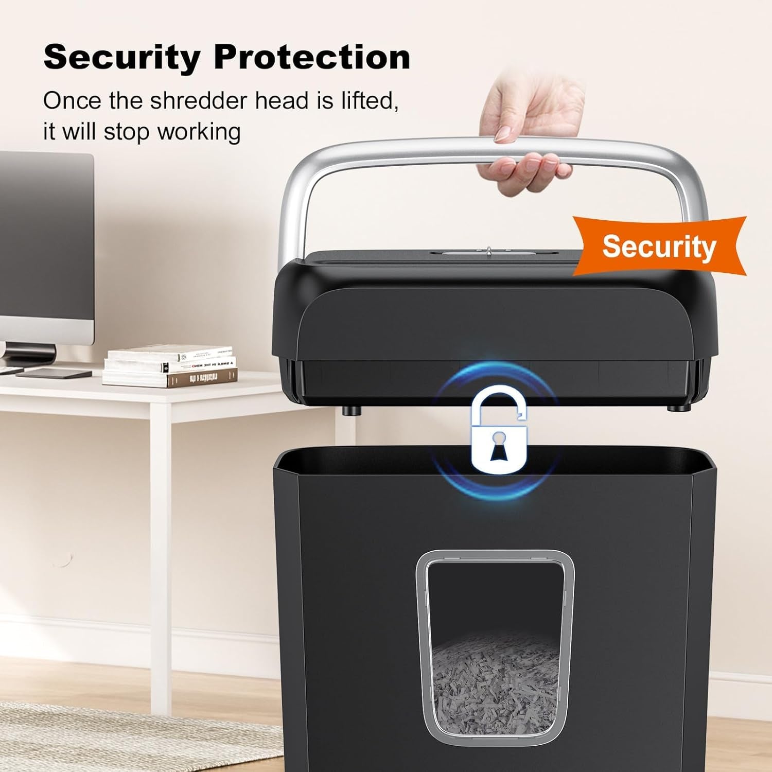 6 Sheet Cross Cut Paper Shredder, Compact Shredder for Home & Small Office Use, Shreds Credit Cards, Staples, and Clips, Portable Handle Design, 13L Bin (C237-B Upgrade Version)
