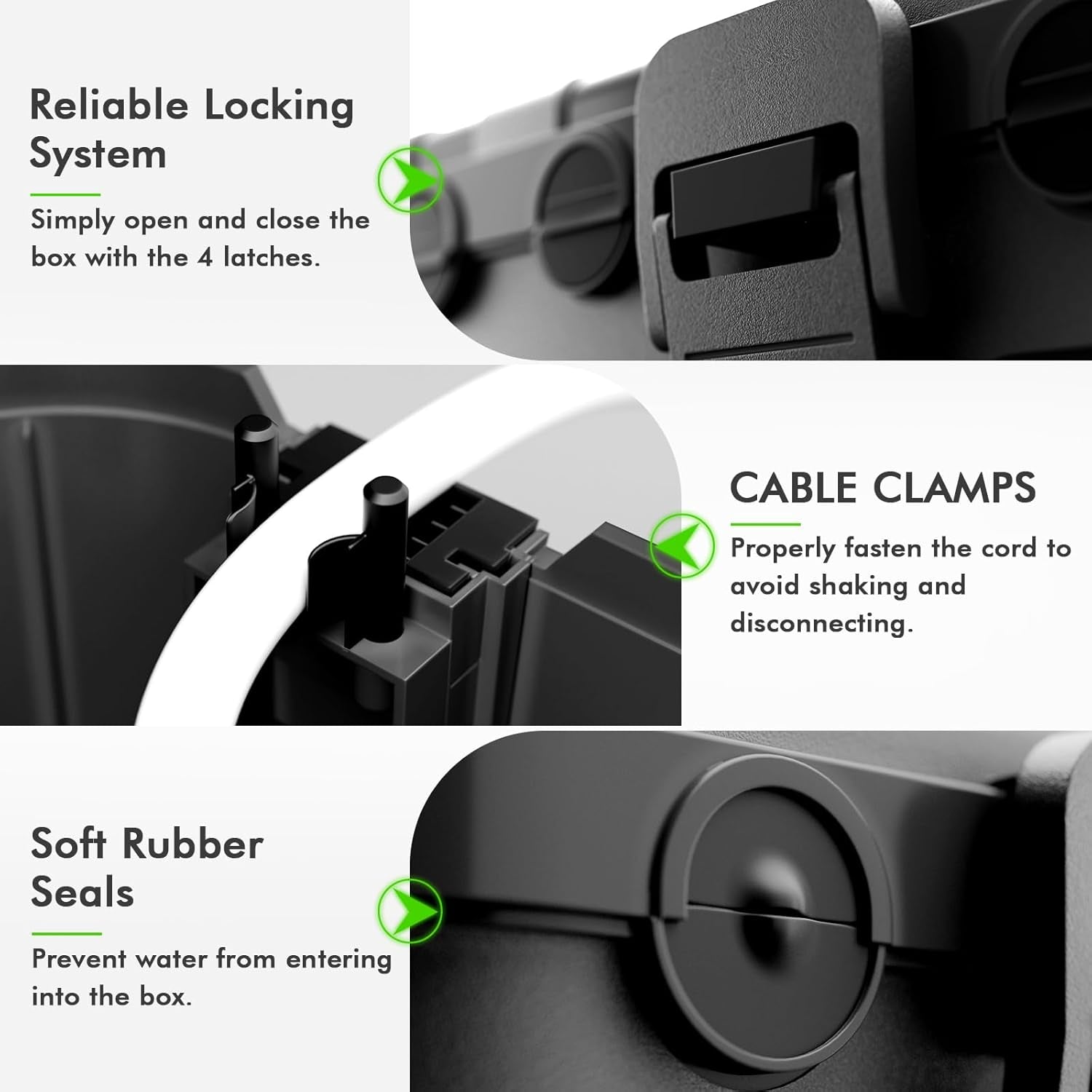 Extra Large Waterproof Electrical Box (12.6×8.7×5.1 In), IP54 Weatherproof Outdoor Outlet Cover, Protect Outlet, Plug, Timer, Power Strip (Not Included), Holiday Light Decoration, Black
