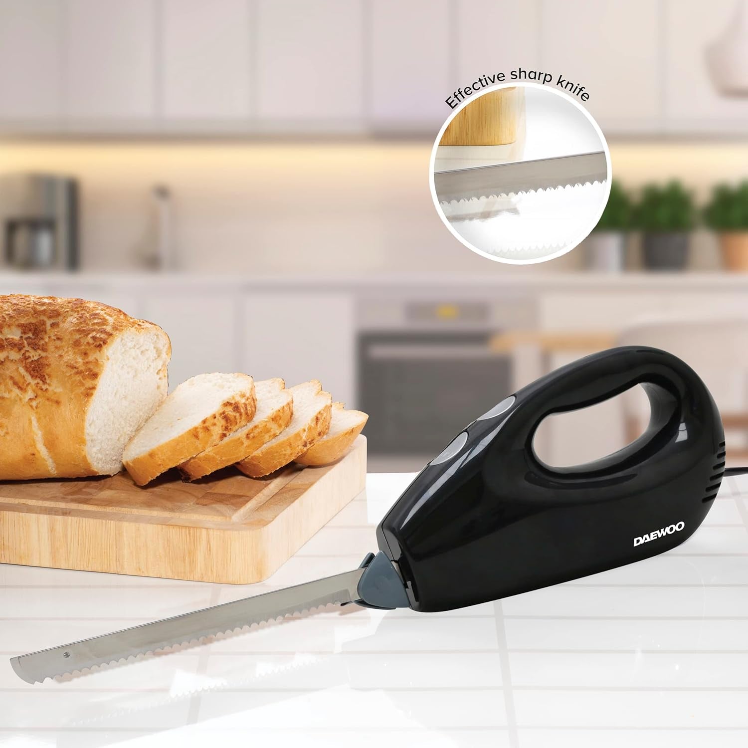 Electric Carving Knife, Cuts Effortlessly through Meats and Frozen Foods with Durable Twin Blades, Black