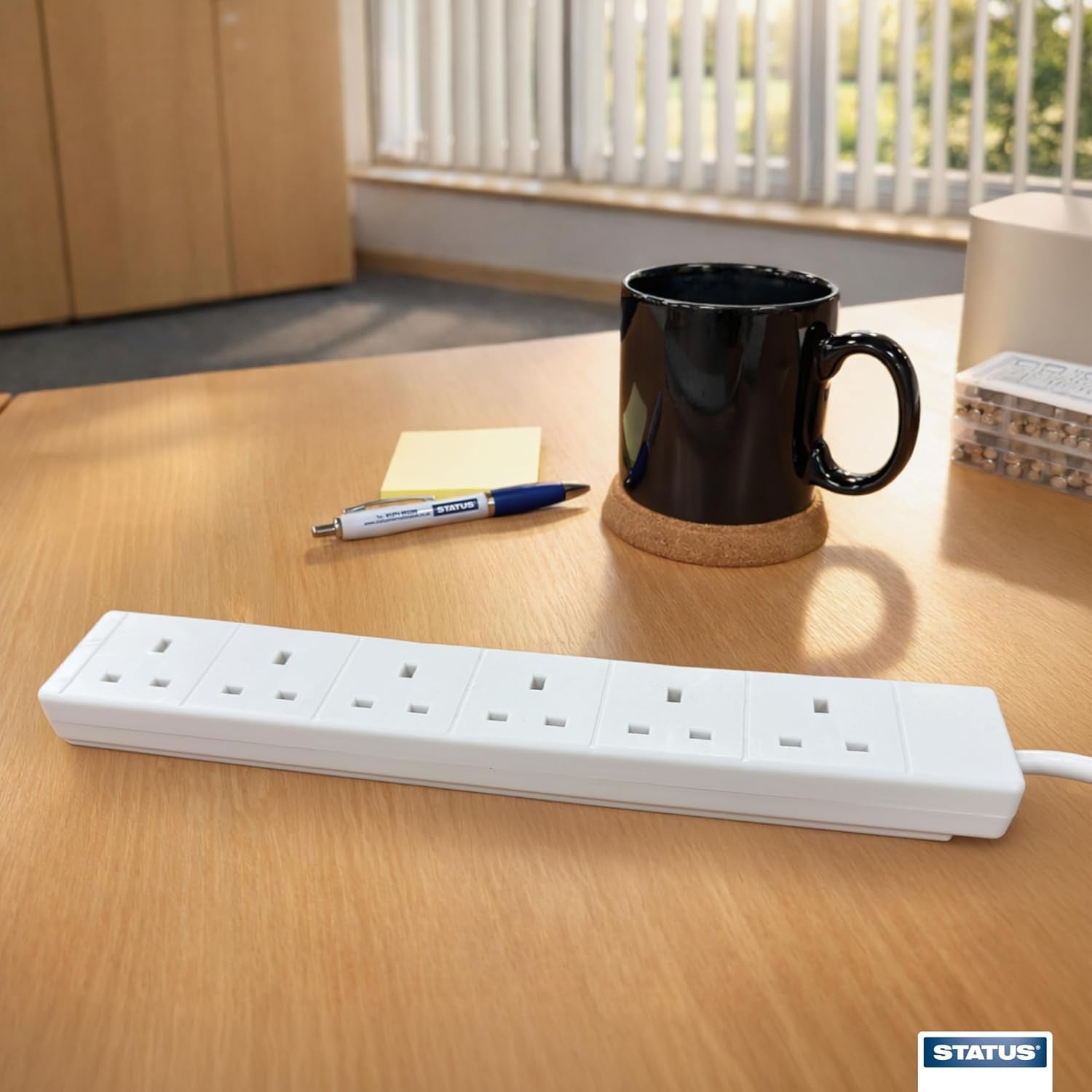 6 Socket Extension Lead, 2M Multi-Plug Power Strip for Home, Office or Gaming Set-Ups, White (S6W2MS12)