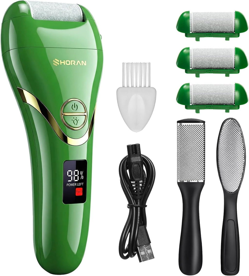 Electric Foot File Feet Hard Skin Remover, Professional Callus Remover Foot Grinder Pedicure Foot Care Utensil Cutters Accessories for Dead Skin Dry Skin, USB Rechargeable with 3 Replacement Rollers