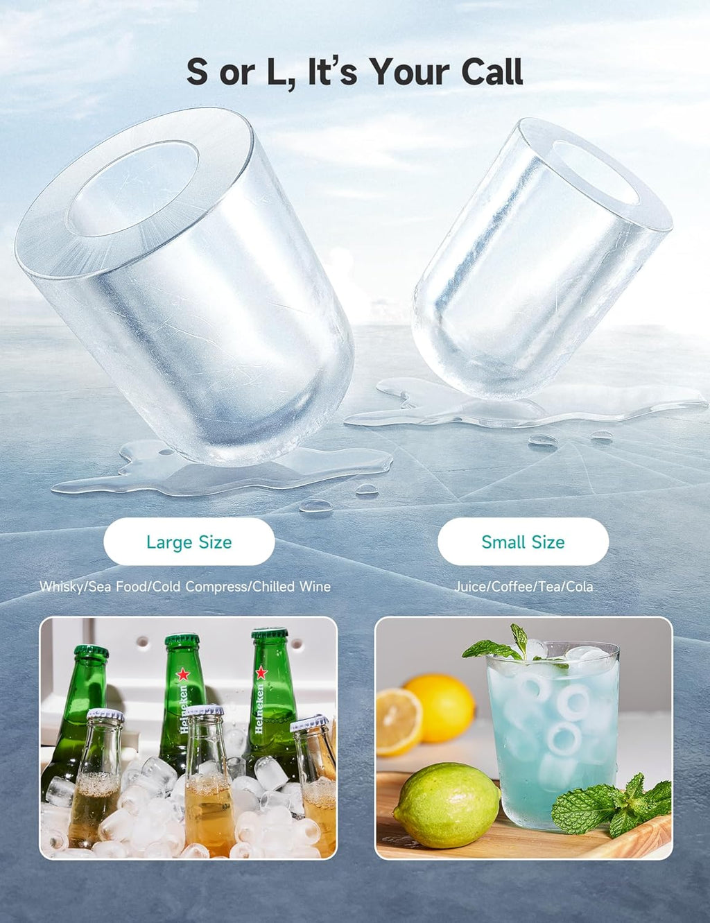 Ice Maker, Countertop Ice Machine with Handle, Ice in 6Mins, 12KG in 24Hrs, Portable Ice Maker Machine with Self-Cleaning for Home/Kitchen/Party/Bar (Black)