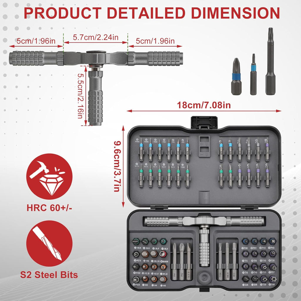 Ratchet Screwdriver Set, 66 in 1 Magnetic Screwdriver Sets,Magnetic Screwdriver Sets,Ratchet Allen Key Set,Suitable for Furniture Assembly, Precision Electrical Appliance Repair