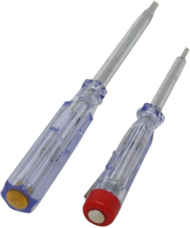 2-Piece Electrical Mains Voltage Tester Screwdriver Set, Insulated VDE Rated for Safety, 100-500V AC Test Range, Professional Electrician Tool