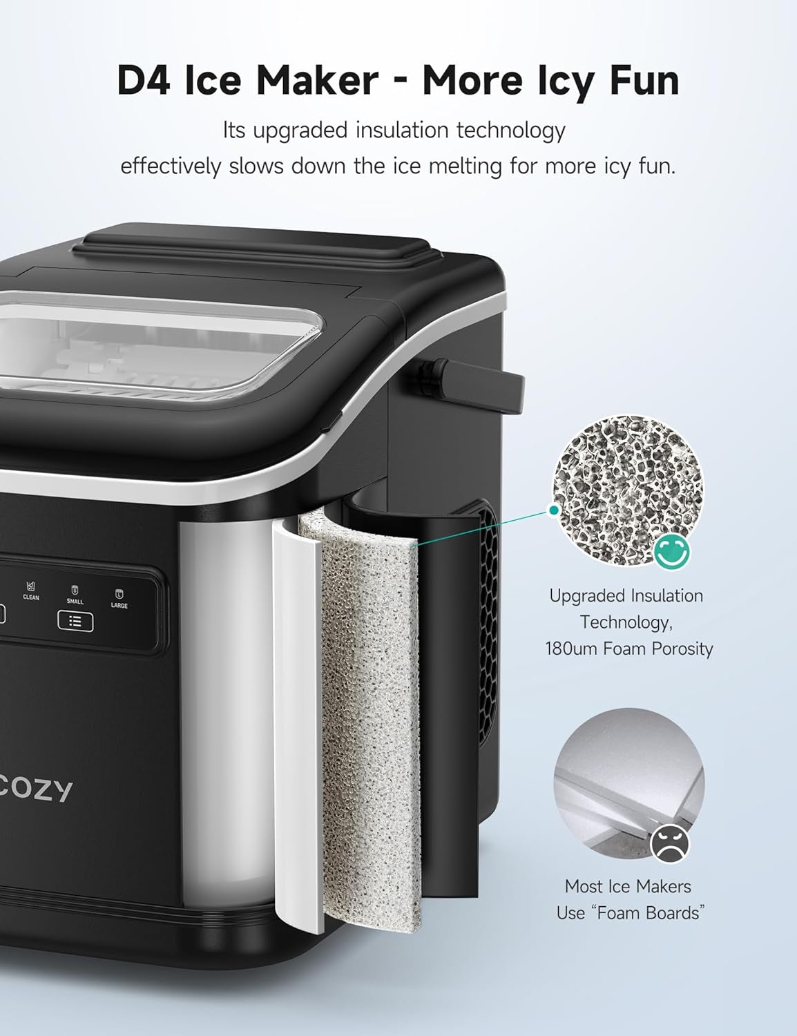 Ice Maker, Countertop Ice Machine with Handle, Ice in 6Mins, 12KG in 24Hrs, Portable Ice Maker Machine with Self-Cleaning for Home/Kitchen/Party/Bar (Black)