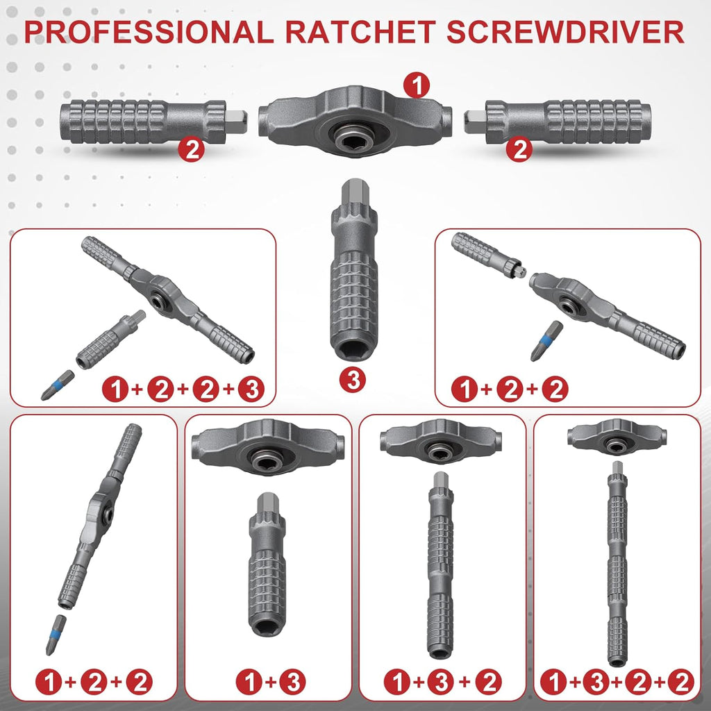 Ratchet Screwdriver Set, 66 in 1 Magnetic Screwdriver Sets,Magnetic Screwdriver Sets,Ratchet Allen Key Set,Suitable for Furniture Assembly, Precision Electrical Appliance Repair