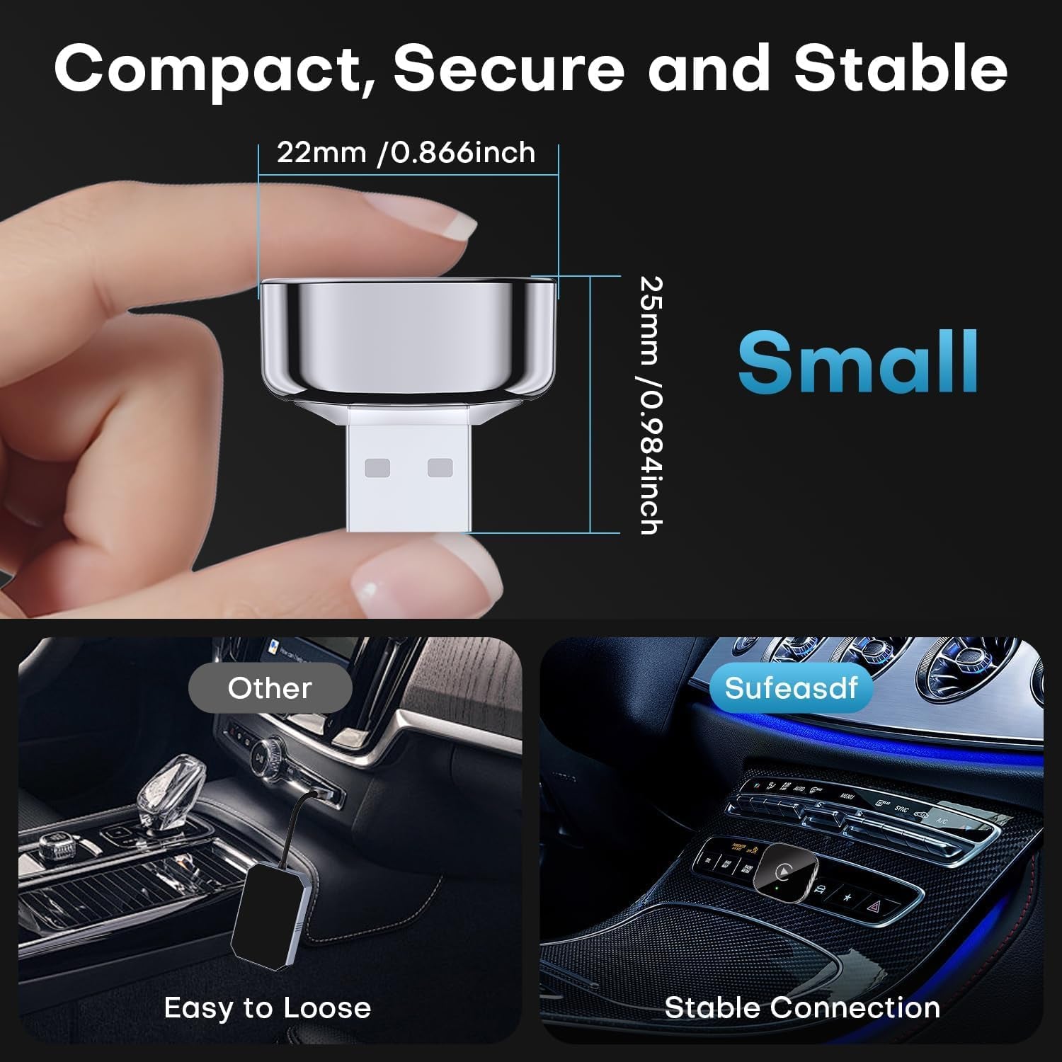 2025 Upgraded Wireless Carplay Adapter,Effortlessly Convert Wired to Wireless Carplay,Suitable for Cars with Carplay,Compatible with Iphone Ios 10+ & Android Auto,Mini&Stable Car Play Wireless Adapter