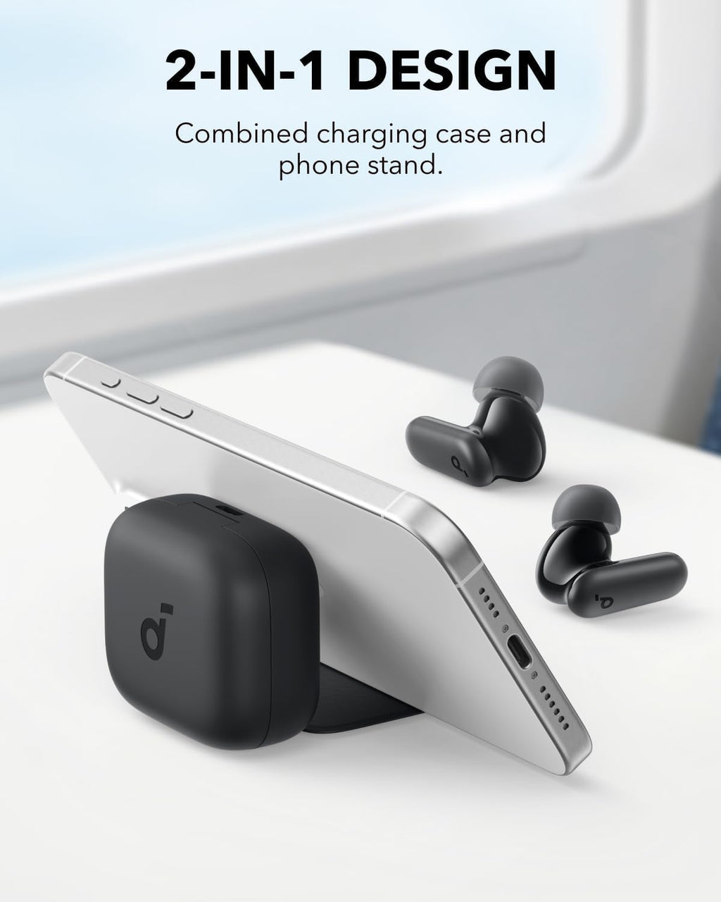 P30I by  Noise Cancelling Earbuds, Strong and Smart Noise Cancelling, Powerful Bass, 45H Playtime, 2-In-1 Case and Phone Stand, IP54, Wireless Earbuds, Bluetooth 5.4, App Control