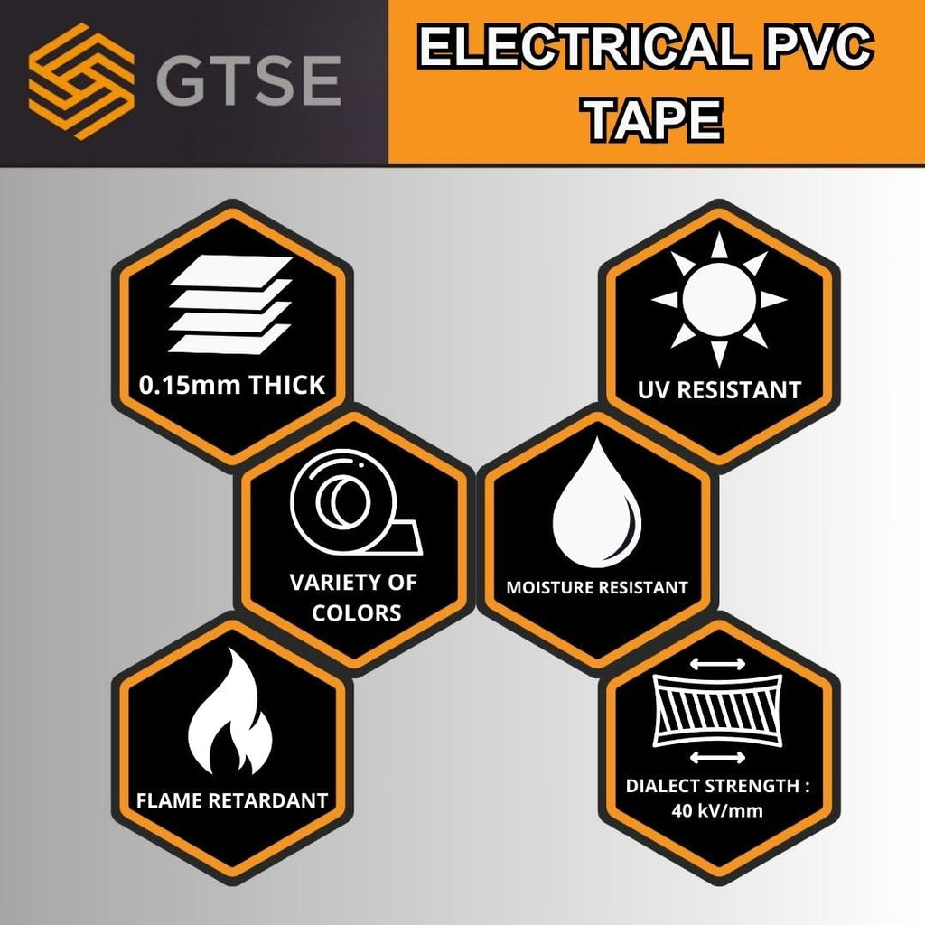 Black Electrical Tape, 19Mm X 20M, 10 Rolls of Strong Self-Adhesive PVC Insulation Tape for Insulating, Repairing and Protecting Electrical Wires