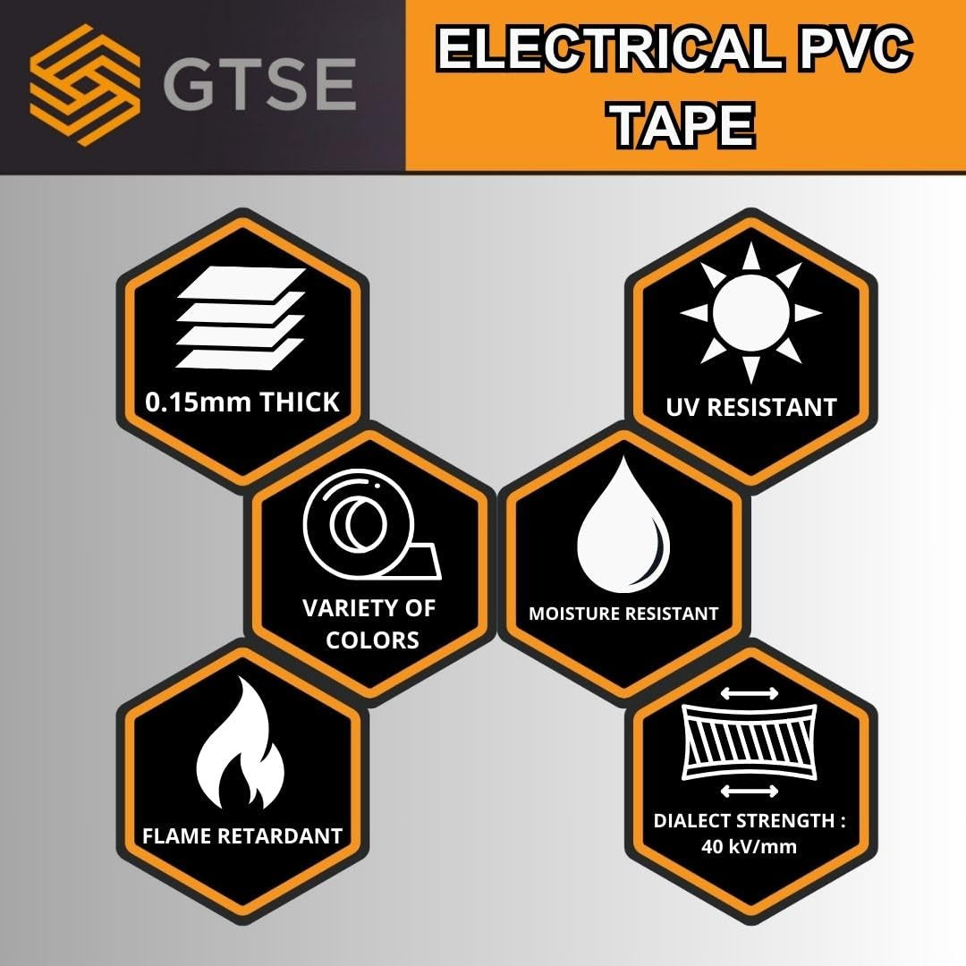 Black Electrical Tape, 19Mm X 20M, 10 Rolls of Strong Self-Adhesive PVC Insulation Tape for Insulating, Repairing and Protecting Electrical Wires