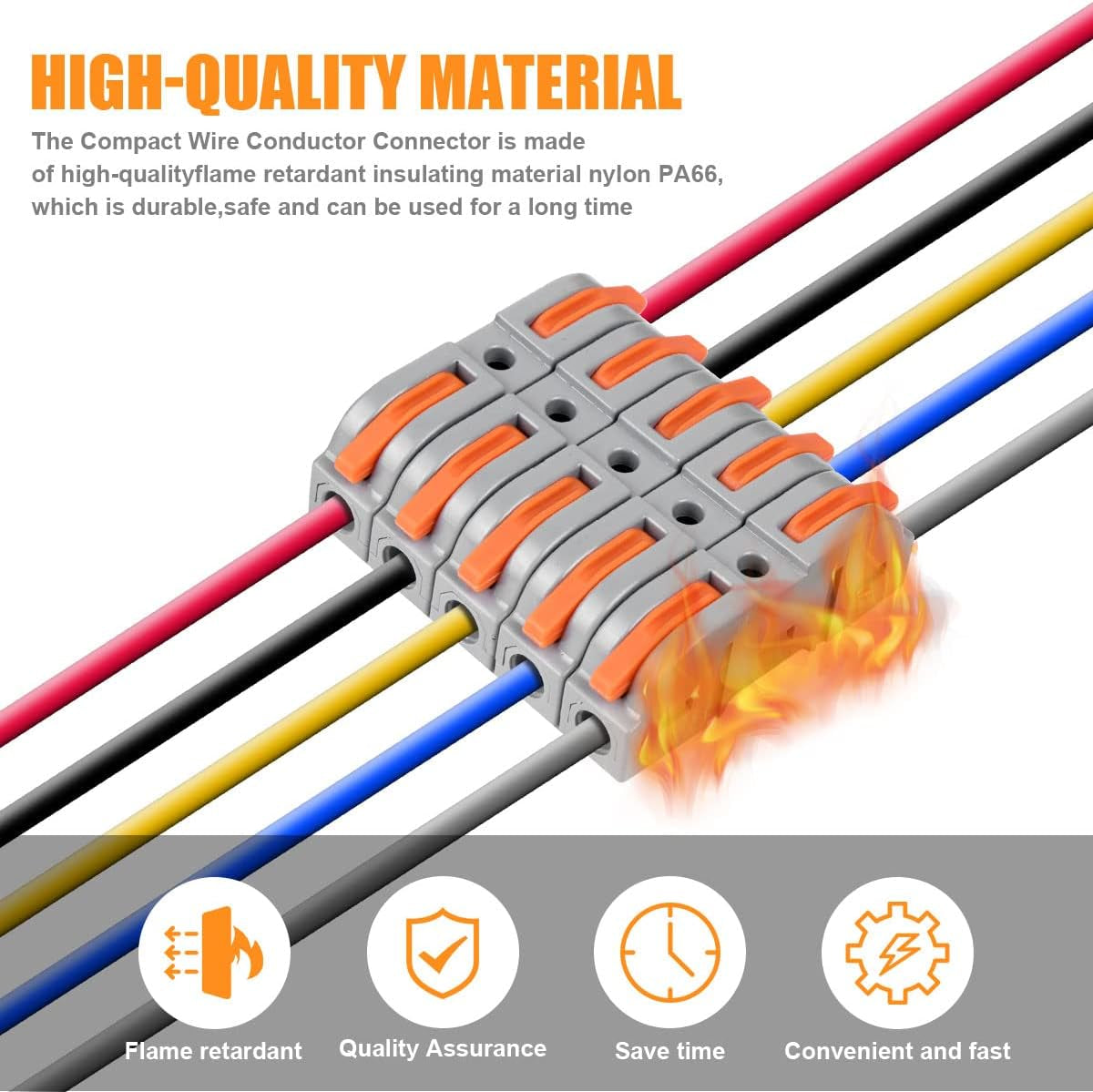 34 Pieces Electrical Connectors with Pole, 1 Wire 2 Inputs, Domino for Freely Combinable Cables, PA/PC Flame Retardant
