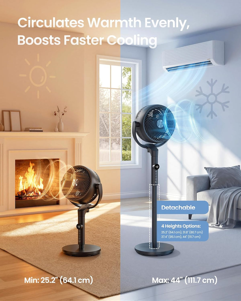 Standing Fan for Bedroom, 20 Db Quiet Pedestal Fan with Remote, Cooling Air Circulator, 120°+135° Oscillating, 15 Speeds, 15 H Timer, 3 Modes, Adjustable Height, Ink Black XFC002B1UK
