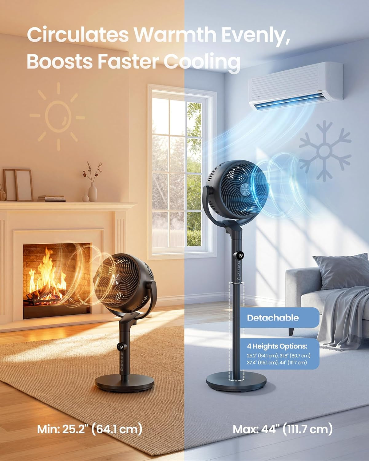 Standing Fan for Bedroom, 20 Db Quiet Pedestal Fan with Remote, Cooling Air Circulator, 120°+135° Oscillating, 15 Speeds, 15 H Timer, 3 Modes, Adjustable Height, Ink Black XFC002B1UK