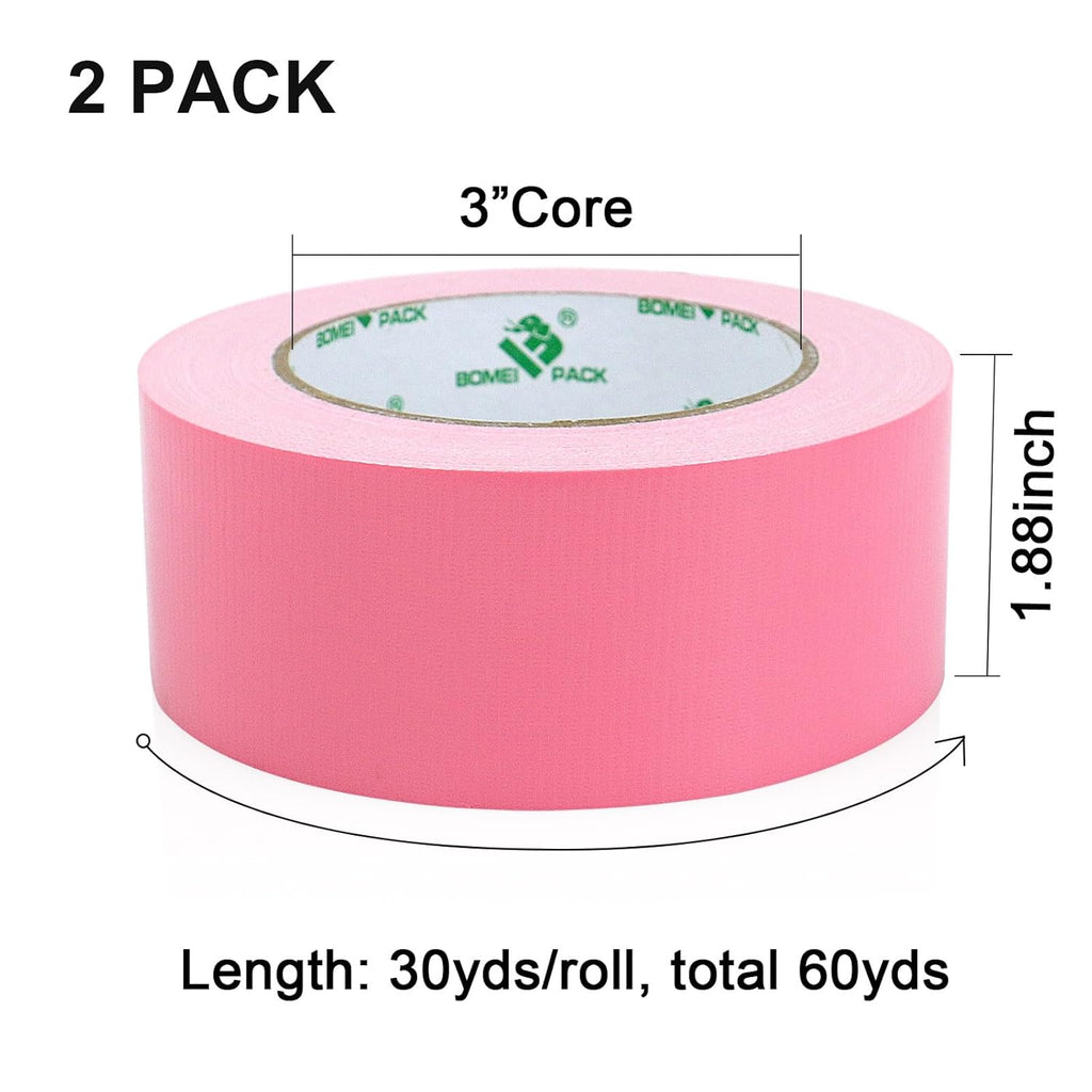 2 Packs Pink Duct Tape Reinforced Cloth Gaffer Tape 48 Mm X 30 Y,230 Mic Thick Sticky for Pipeline Ducts Fixing Repairing,Heavy Duty Moving Boxes Sealing,Bundling,Strapping,Labeling