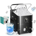 Ice Maker Machine Countertop, 14KG in 24H, Ice Ready in 5 Mins, 2 Bullet Sizes, Portable Ice Cube Maker with Handle, Self-Cleaning, Scoop&Basket, Home/Kitchen/Office/Rv