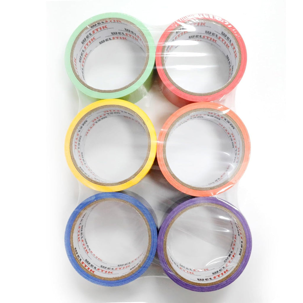 6 Colored Duct Tapes 50MM X 9.14M, Strong, Flexible, Waterproof and Tear by Hand, Multi Purposes Bright Colors Duct Tapes Great for DIY Art Kit Home School