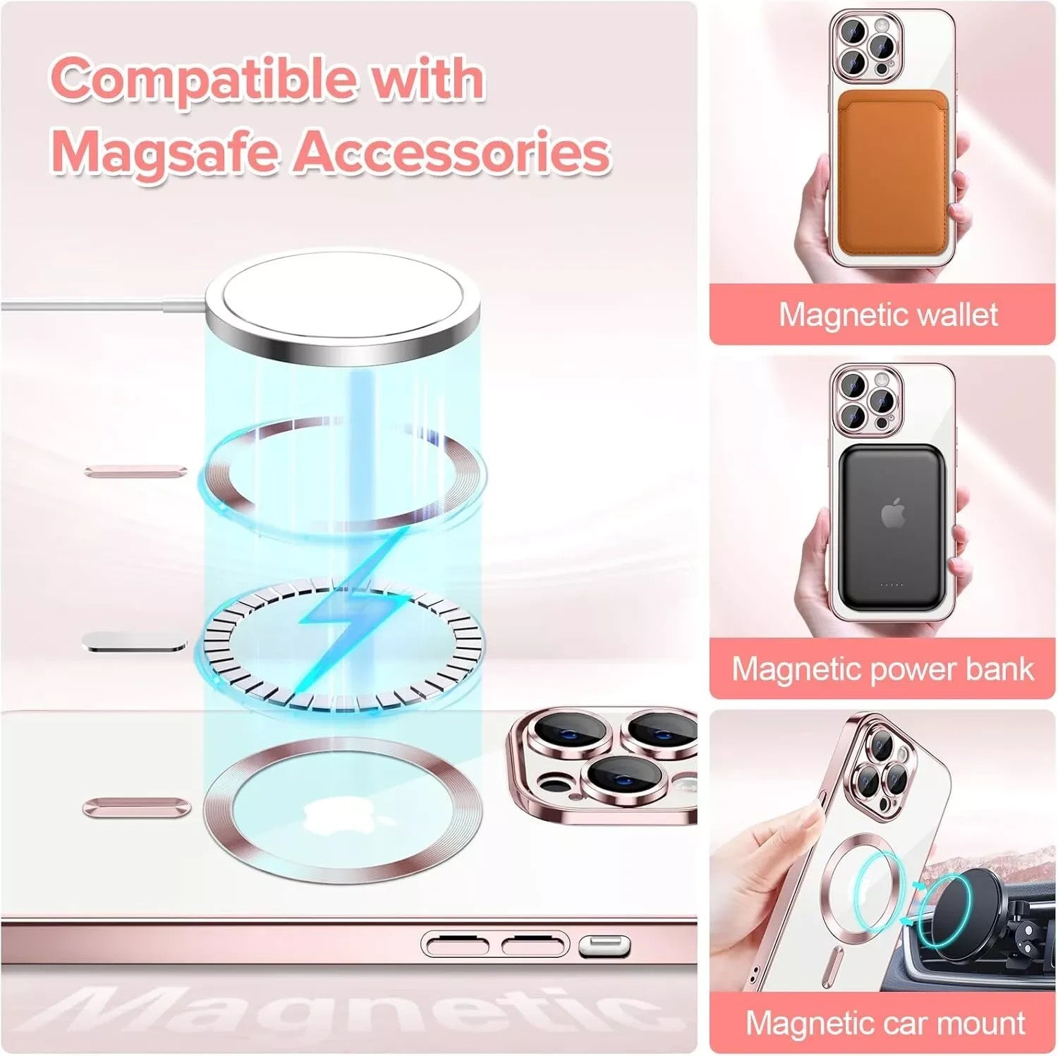 Magsafe with Lens Glass Case for Iphone 17 Pro Max 16Pro 17E 15 14 13 12 SE 2022