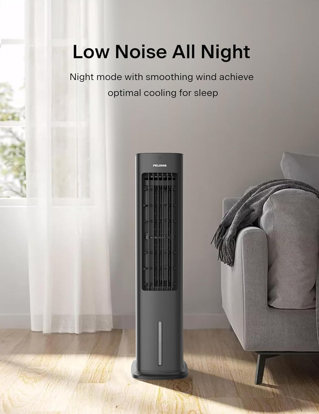 5L Evaporative Air Cooler with Remote, 3-In-1 Portable Cooling Tower: Fan, Humidifier & Auto-Swing, 3-Speed Cooling, 7H Timer, 2 Ice Packs for Home & Office Use