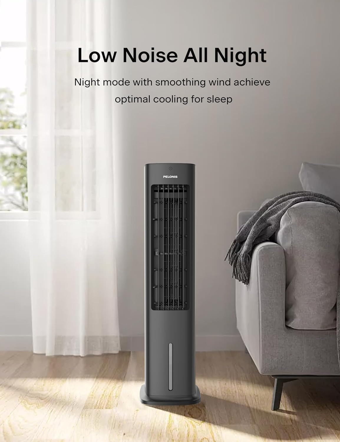 5L Evaporative Air Cooler with Remote, 3-In-1 Portable Cooling Tower: Fan, Humidifier & Auto-Swing, 3-Speed Cooling, 7H Timer, 2 Ice Packs for Home & Office Use