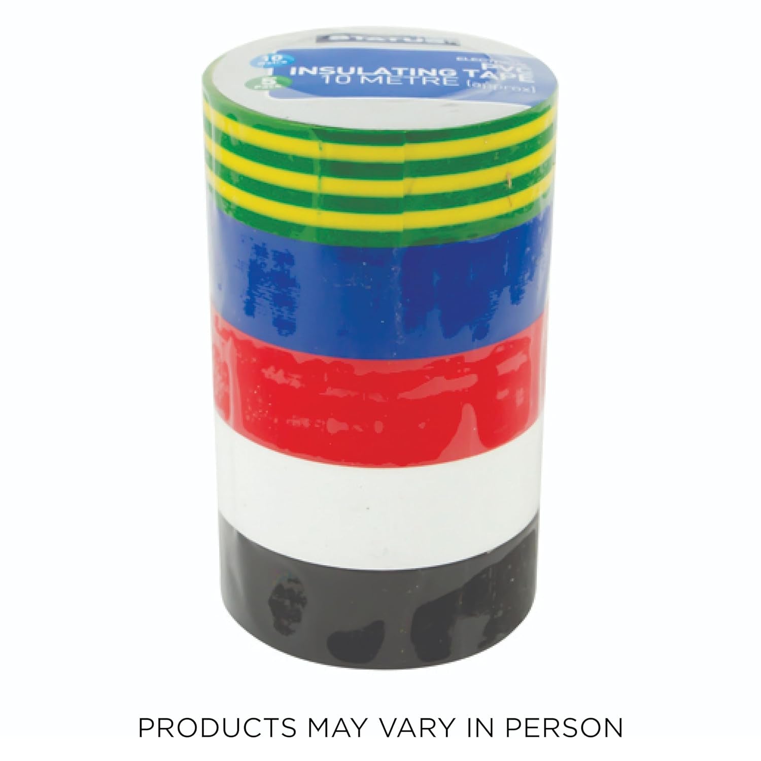 Electrical Tape, 10 Meters Insulation, Electrical Insulating Tape, 5 Pack Assorted Colours, S5PKPVCETX6