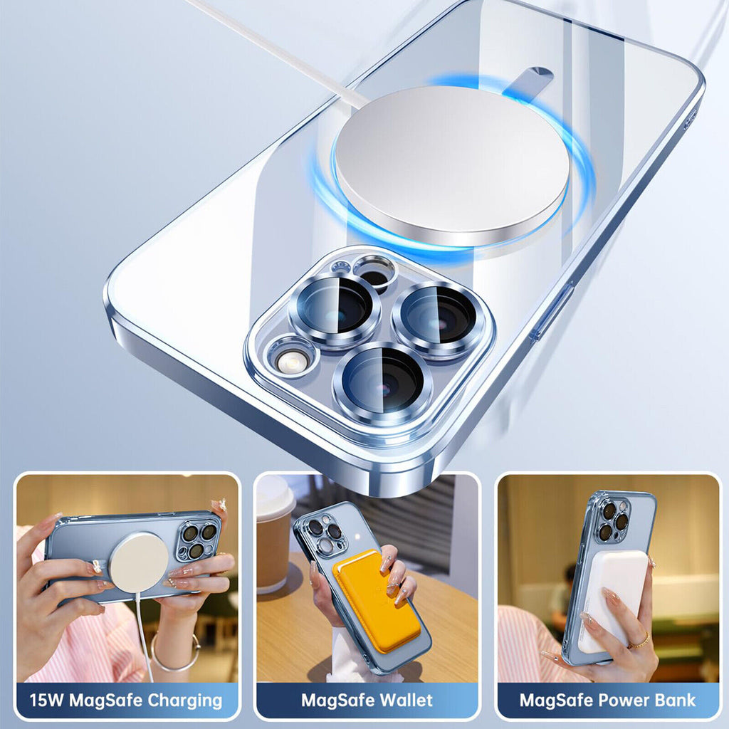 Magsafe with Lens Glass Case for Iphone 17 Pro Max 16Pro 17E 15 14 13 12 SE 2022