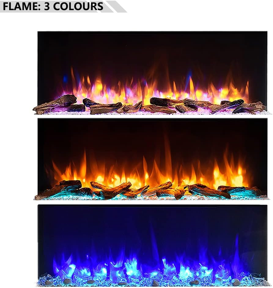 Kingston Wall Mounted Electric Fireplace up to 60" with 3 Flame Colours and 13 Mood Lighting Options 1.5Kw Heater (43" Cement Grey)