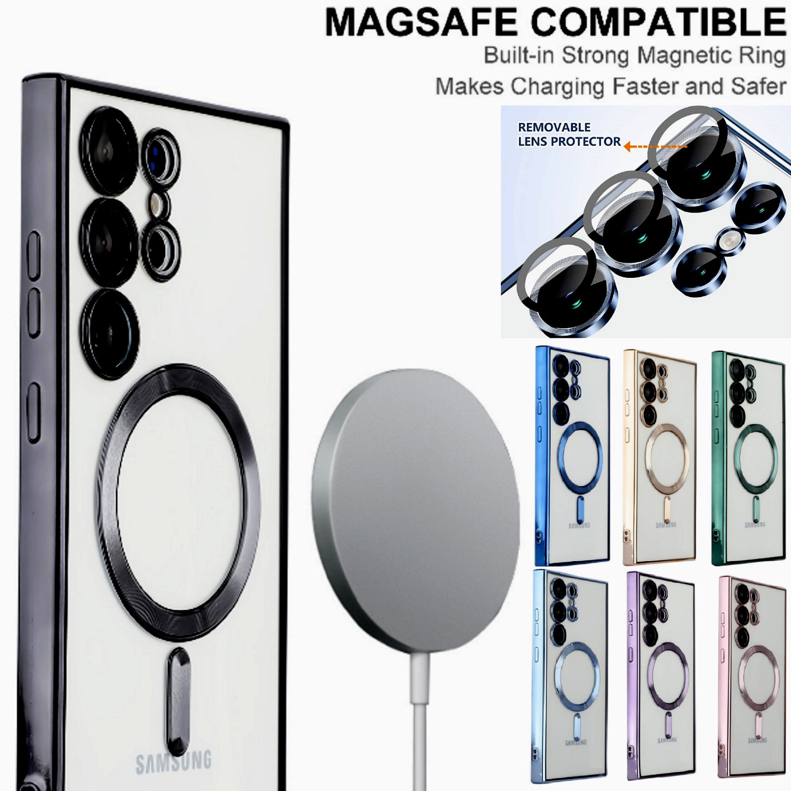 Clear Magsafe Case for Samsung S25 Ultra S26 S23 S24 Ultra A55 A35 S25 FE Cover