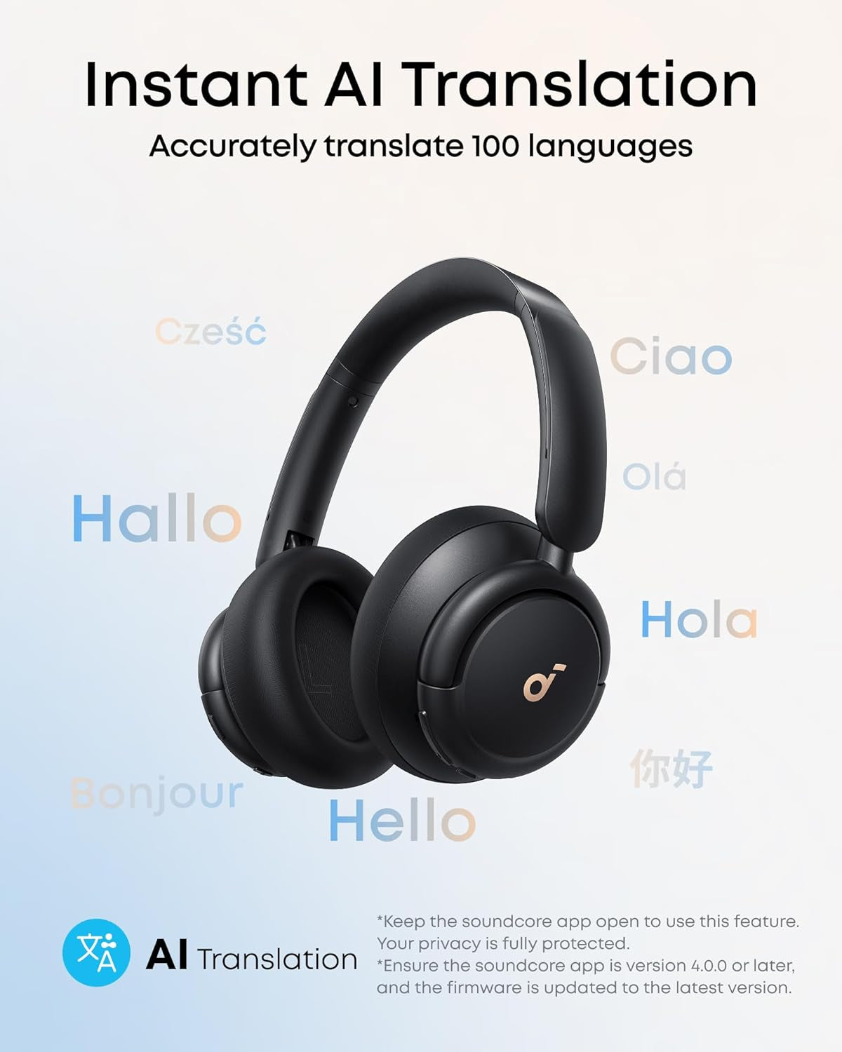 Q30 by , Hybrid Active Noise Cancelling Headphones with Travel Pouch, Multiple Modes, Hi-Res Audio, Custom EQ via App, 50H Playtime, Comfortable Fit, Bluetooth, Multipoint Connection
