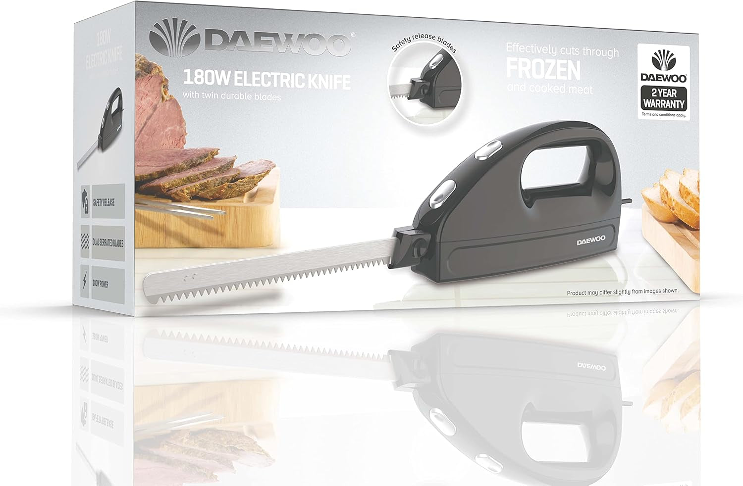 Electric Carving Knife, Cuts Effortlessly through Meats and Frozen Foods with Durable Twin Blades, Black