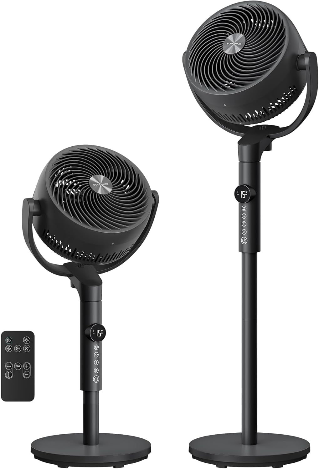 Standing Fan for Bedroom, 20 Db Quiet Pedestal Fan with Remote, Cooling Air Circulator, 120°+135° Oscillating, 15 Speeds, 15 H Timer, 3 Modes, Adjustable Height, Ink Black XFC002B1UK