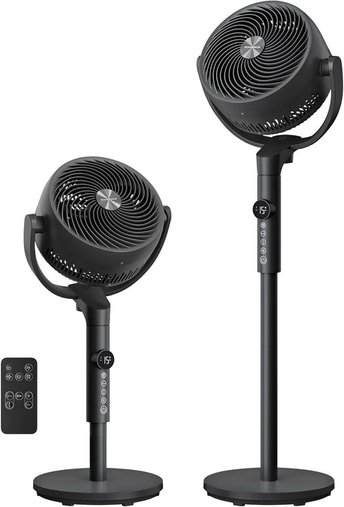Standing Fan for Bedroom, 20 Db Quiet Pedestal Fan with Remote, Cooling Air Circulator, 120°+135° Oscillating, 15 Speeds, 15 H Timer, 3 Modes, Adjustable Height, Ink Black XFC002B1UK
