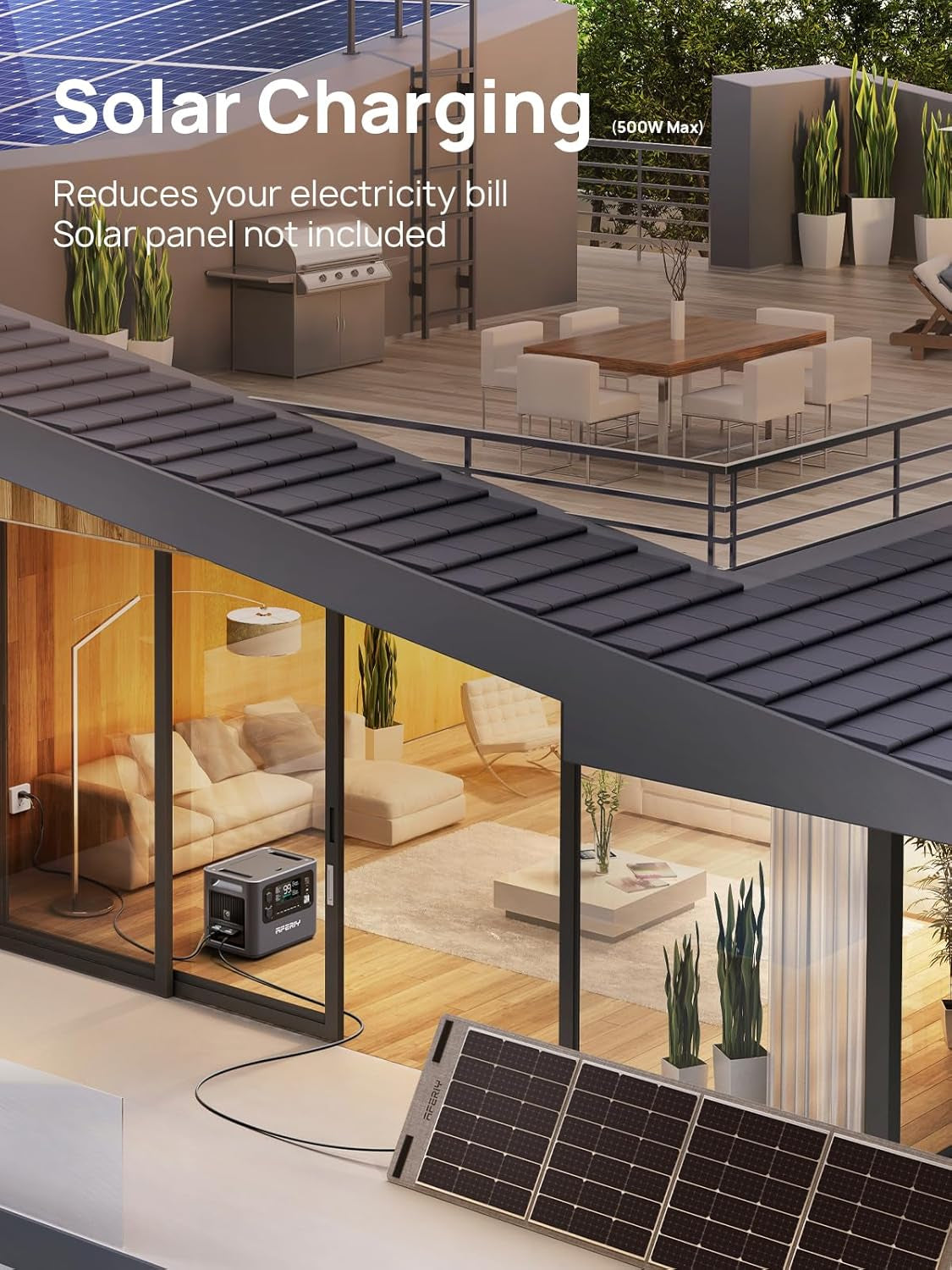 Portable Power Station 2400W with 200W Solar Panel, 2048Wh Portable Power Station Lifepo4 230V AC Outlets, UPS, Solar Generator, Electric Generator for Rv/Camping/Home