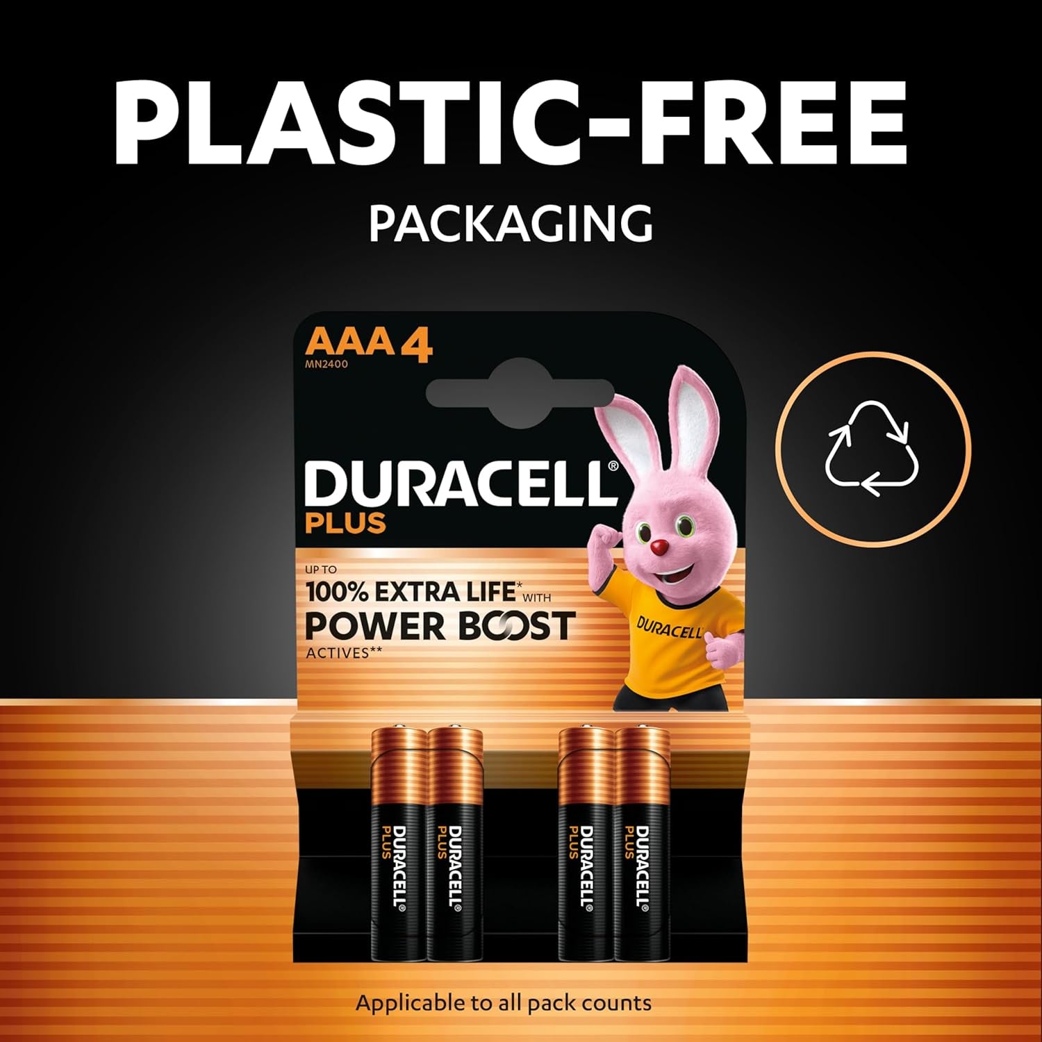 plus AAA Batteries, 30 Pieces, Alkaline Batteries 1.5V, up to 100% Extra Life with Power Boost Ingredients, Reliability for Daily Devices, 0% Plastic Packaging, MN2400