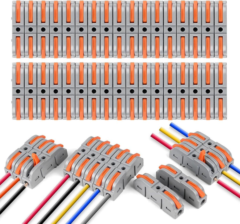 34 Pieces Electrical Connectors with Pole, 1 Wire 2 Inputs, Domino for Freely Combinable Cables, PA/PC Flame Retardant