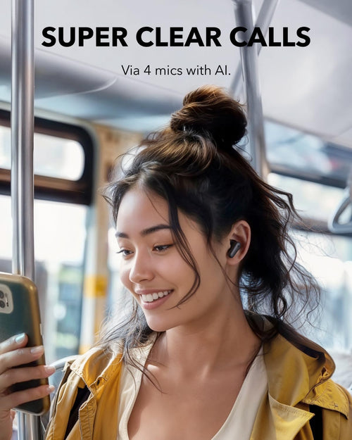P30I by  Noise Cancelling Earbuds, Strong and Smart Noise Cancelling, Powerful Bass, 45H Playtime, 2-In-1 Case and Phone Stand, IP54, Wireless Earbuds, Bluetooth 5.4, App Control