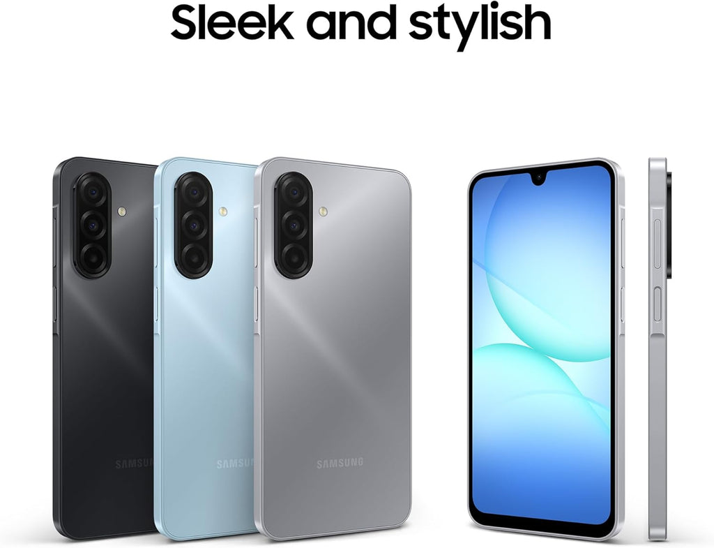 Galaxy A17 4G, AI Smartphone, Slim 7.5Mm Frame, Large Screen Unlocked Phone, 50MP Camera, 128GB Storage, 4GB Memory, 5000 Mah Battery, Grey, 3 Year Extended Warranty (UK Version)