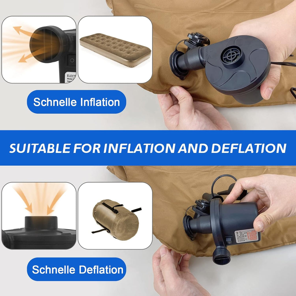 Electric Air Pump, 220V AC/50W 50/60Hz Portable Quick Fill AC Inflator Deflator with 3 Nozzles Pump for Bed Mattress Inflatables Paddling Pool Beach Toys