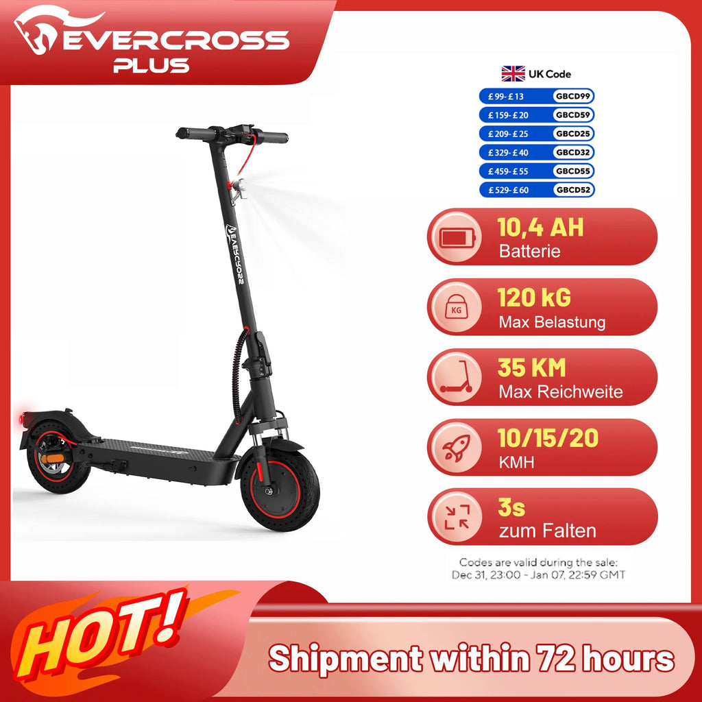 EV10K Pro Electric Scooter for Adults, 10" Foldable Scooter, App Control, 500W Motor, 410WH Battery, Max Speed 25