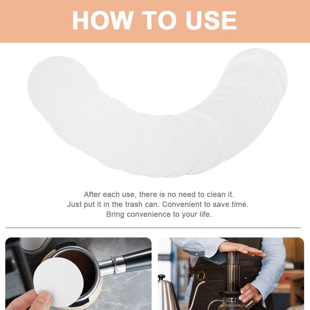 100 Pcs Natural Coffee Filters Papers, 6.4X6.4 Cm round Paper Filters Compatible with Aeropress and Espresso Makers, Microfilters Replacement Must-Have Coffee Accessories, White