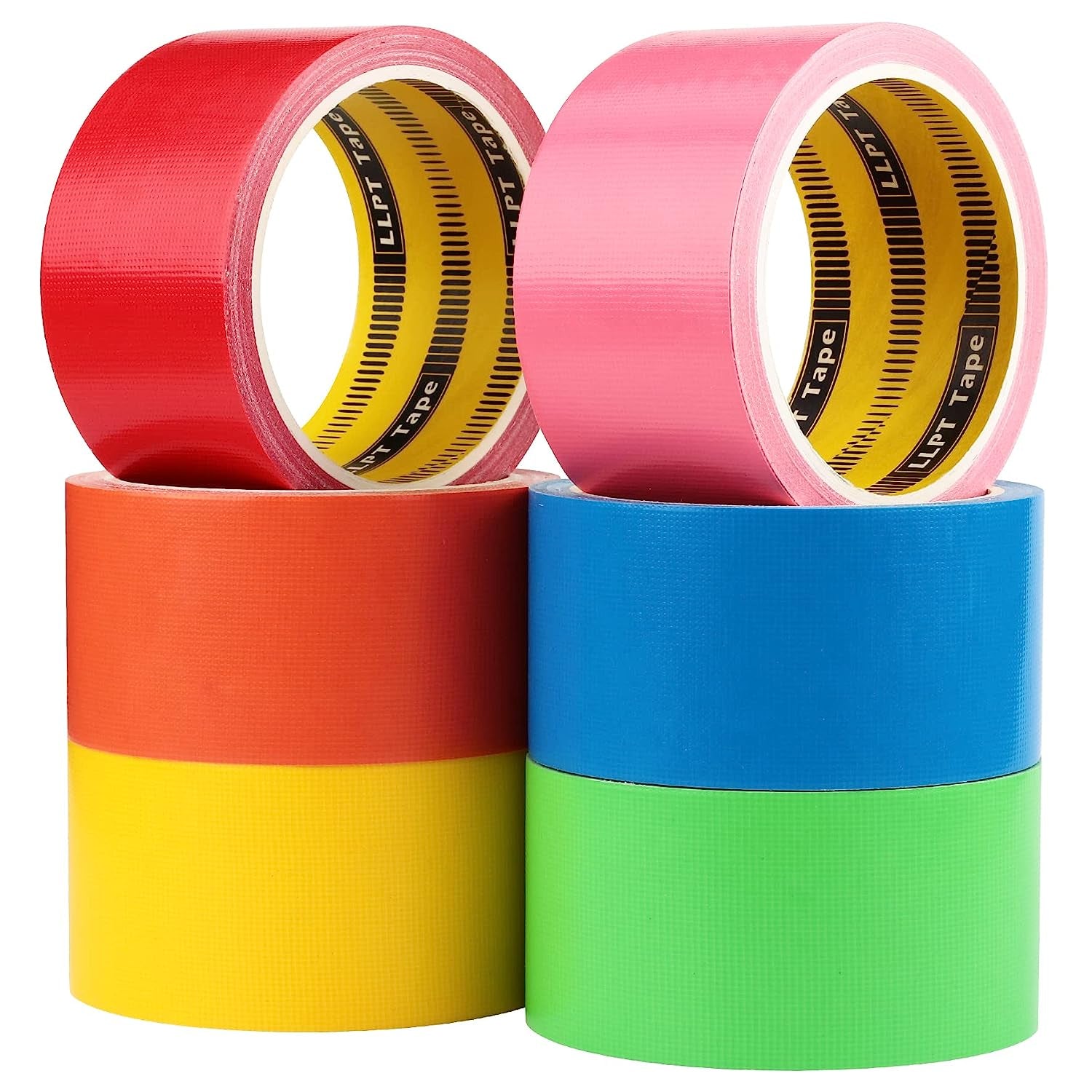 Duct Tape | 6 Packs | 50MM X 9M | Assorted Color - Blue Pink Yellow Green Orange Red | Fabric Gaffer Tape | Heavy Duty Waterproof Cloth Repair Tape | for DIY Indoor Outdoor Use()