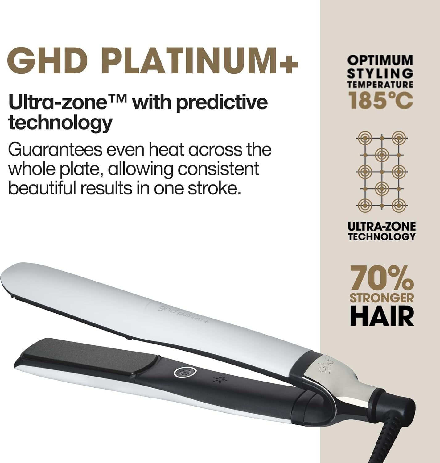 Platinum+ Hair Straightener & Professional Styler - More Strength, Shine & Colour Protection - for All Hair Types - (UK Plug)